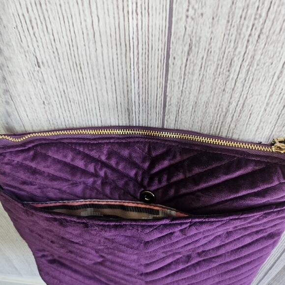 Big Buddha Quilted Purple Velvet Studded Crossbody Purse - Picture 7 of 13